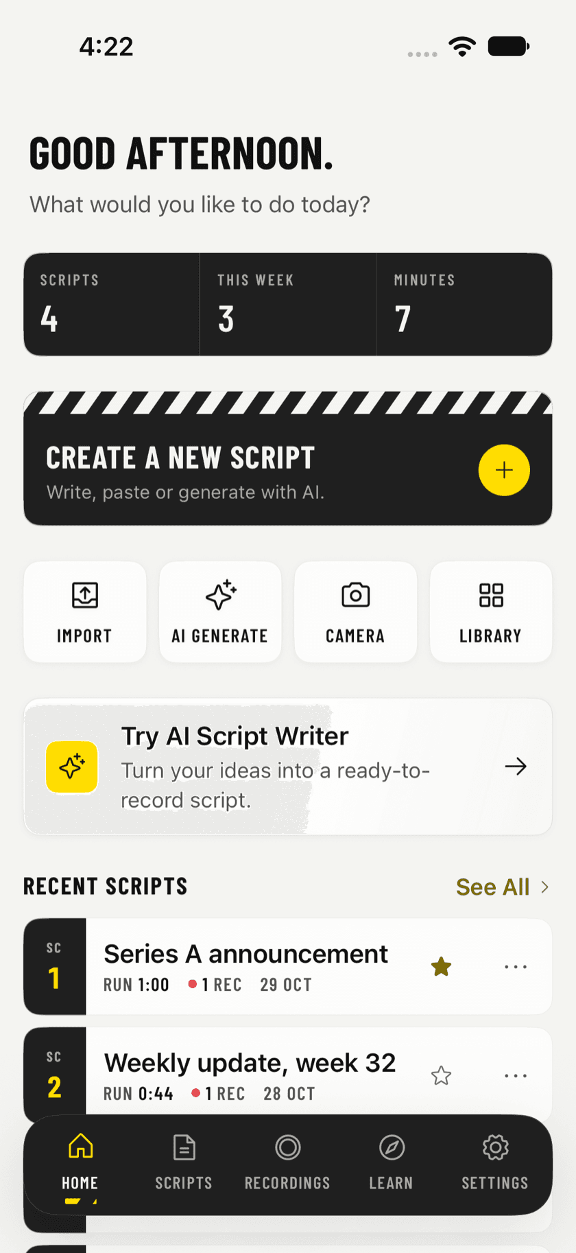 Zen Teleprompter app screen
